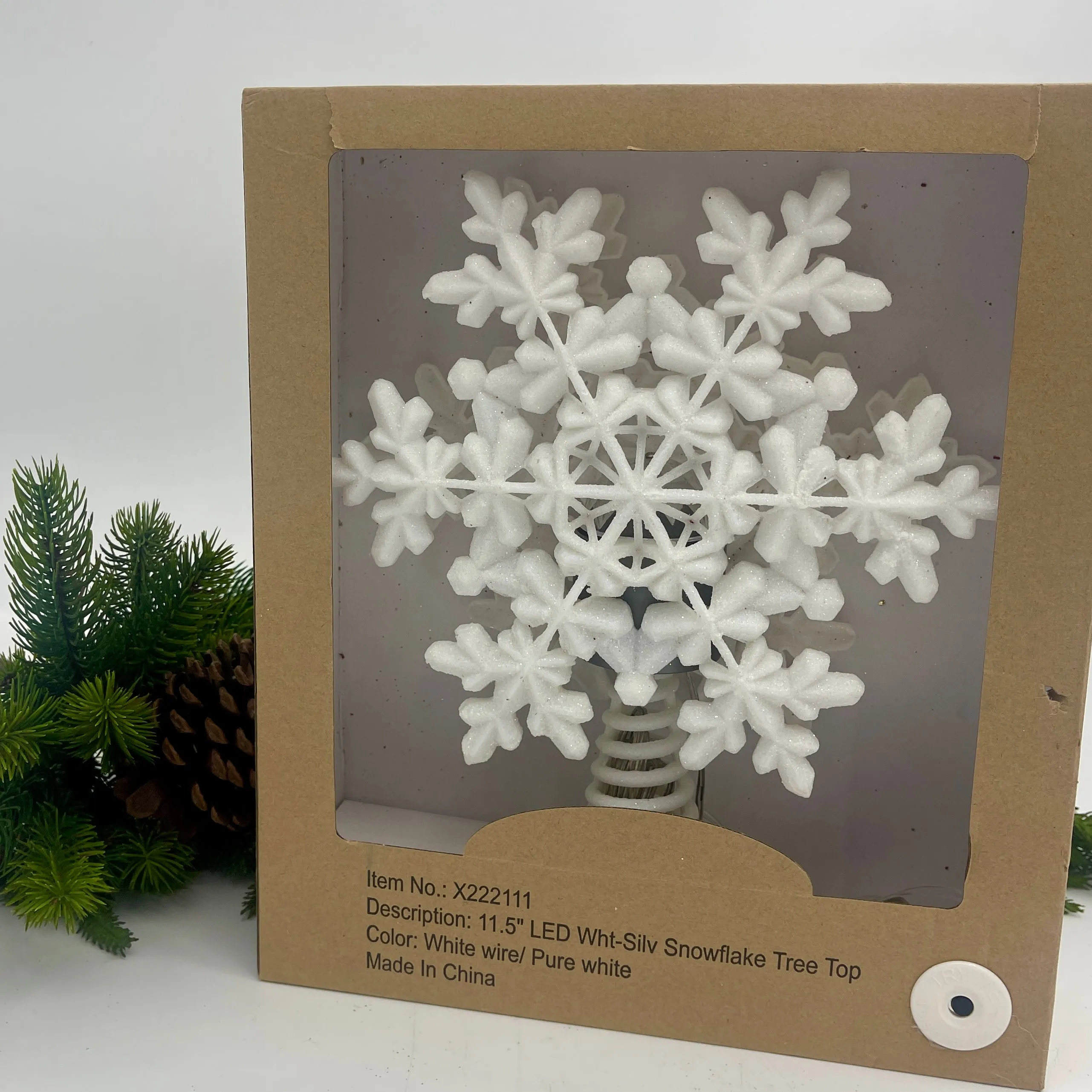 11.5" LED White-Silver Snowflake Tree Top