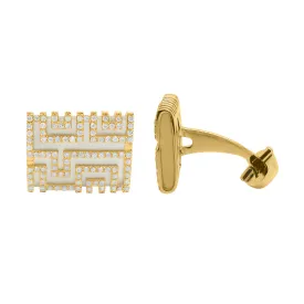 14K GOLD DIAMOND AND MOTHER OF PEARL JOSH CUFFLINKS