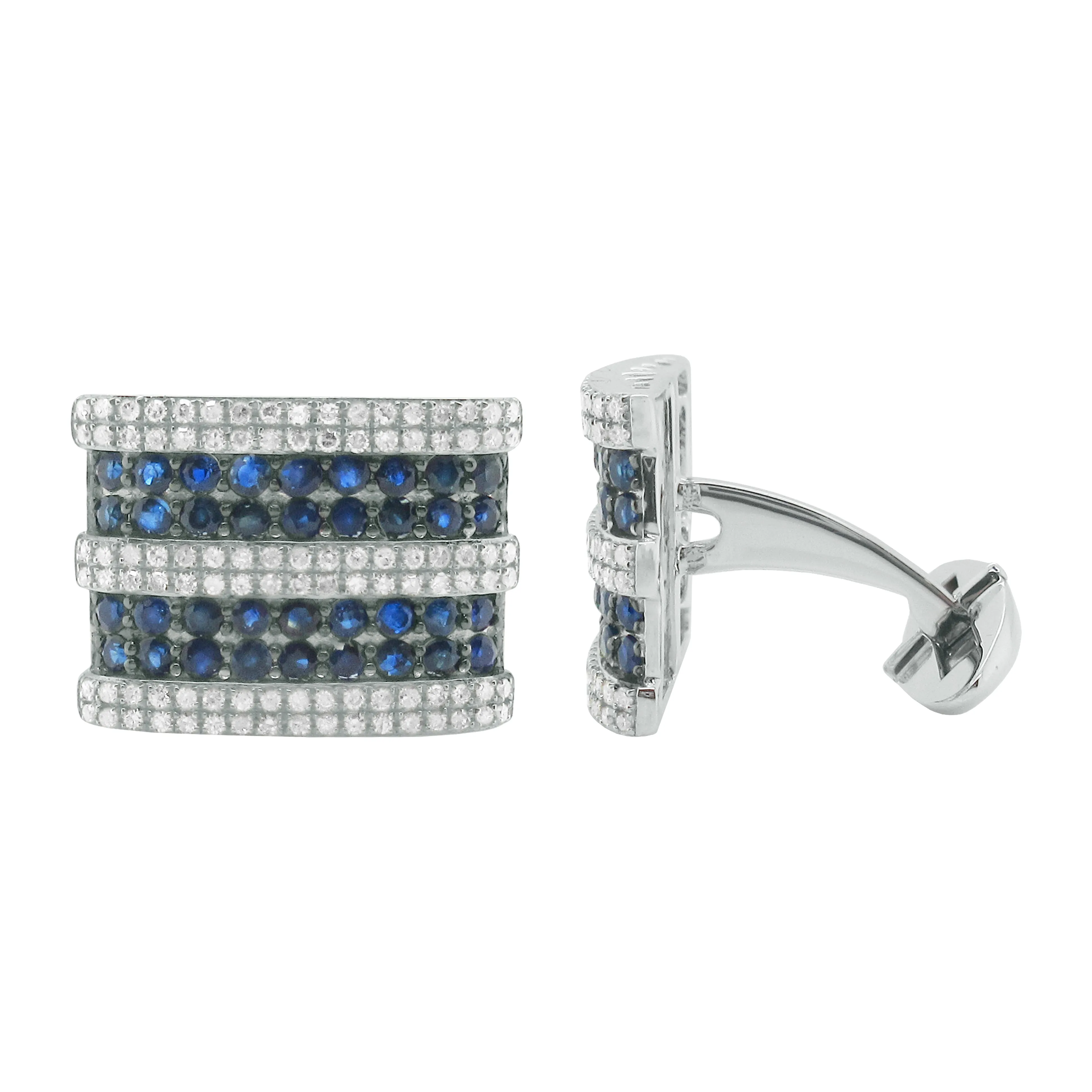 14K GOLD DIAMOND AND SAPPHIRE DALLIN CUFFLINKS