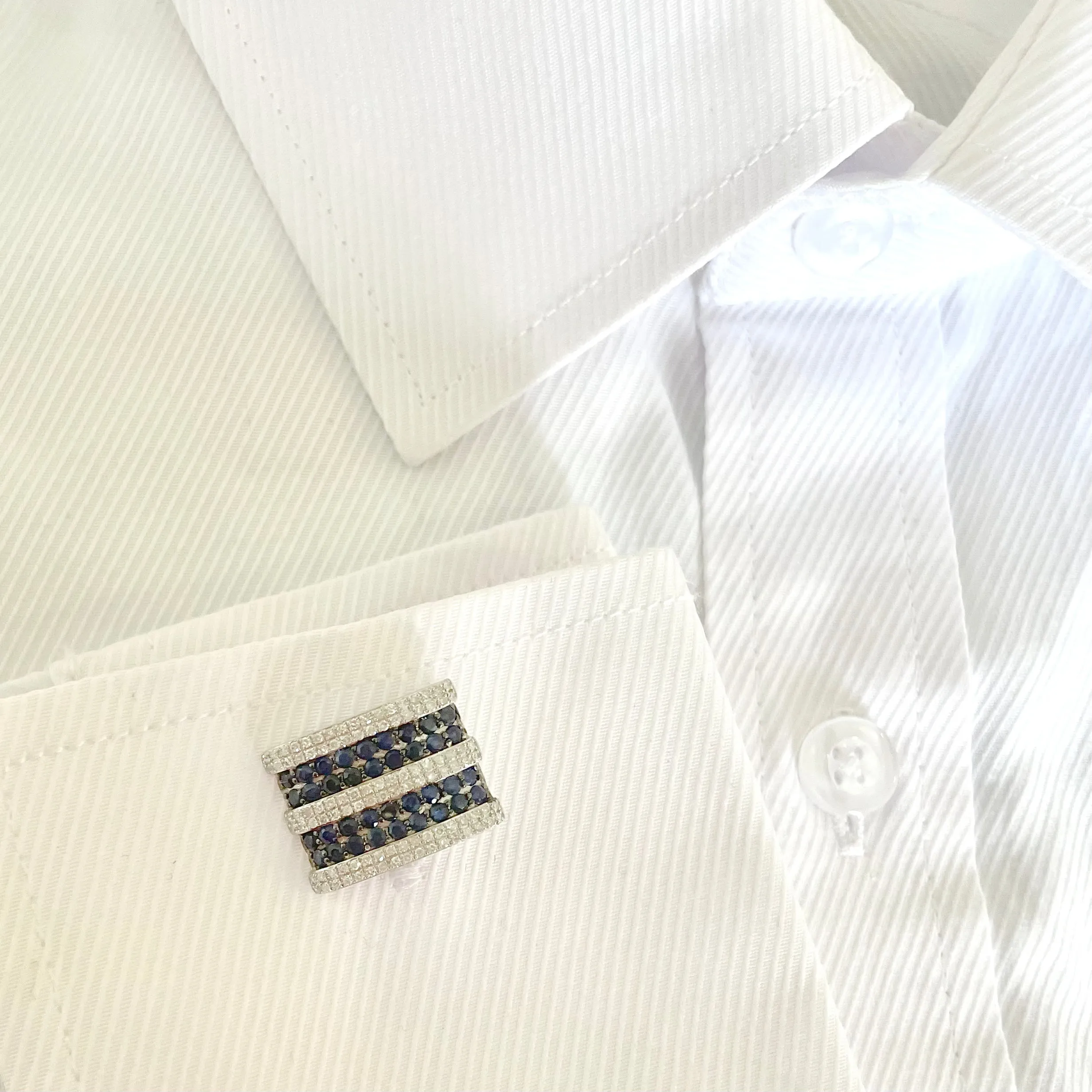 14K GOLD DIAMOND AND SAPPHIRE DALLIN CUFFLINKS