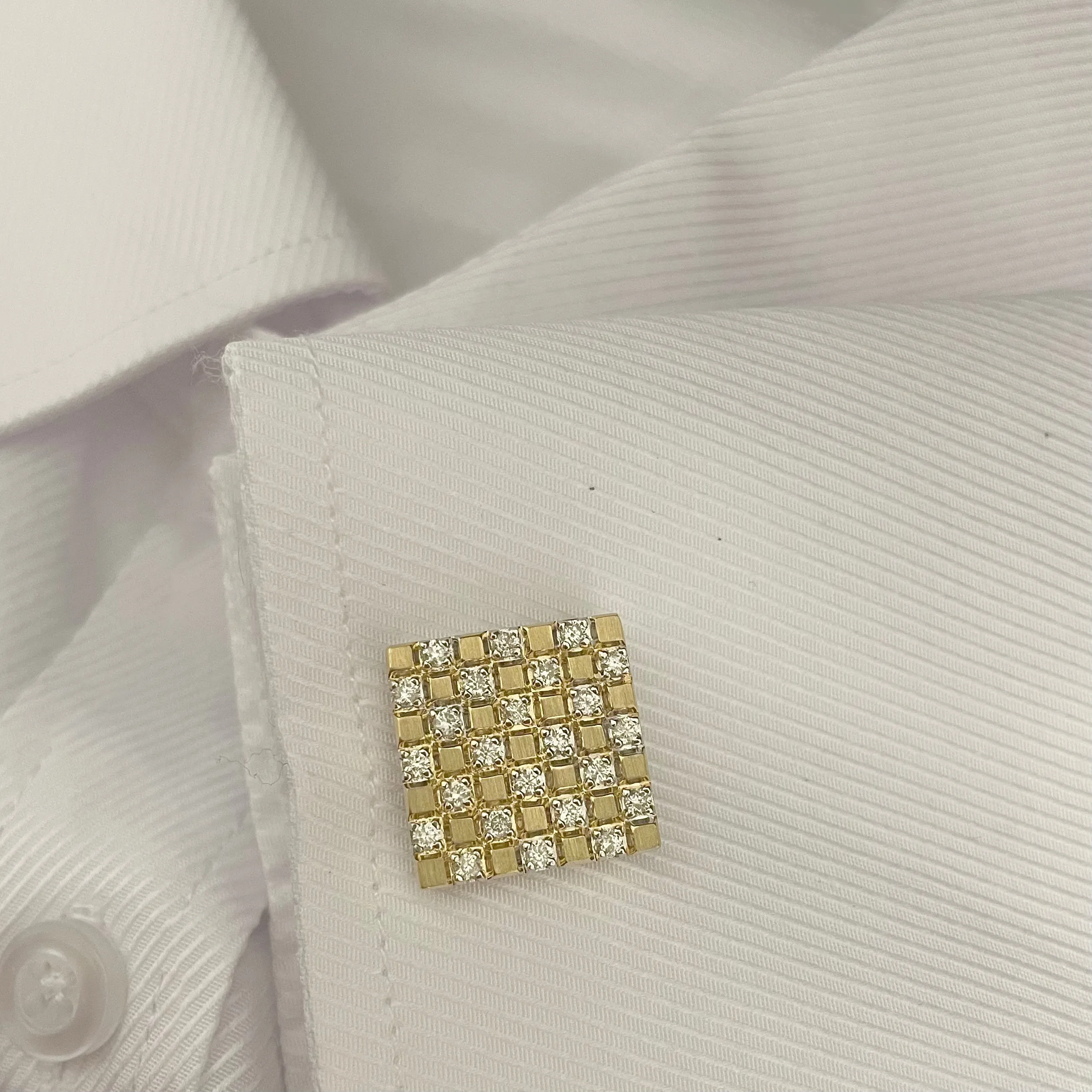 14K GOLD DIAMOND CALVIN CUFFLINKS