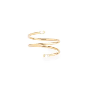 14k Gold Wrap Around Ring with Baguette Diamonds