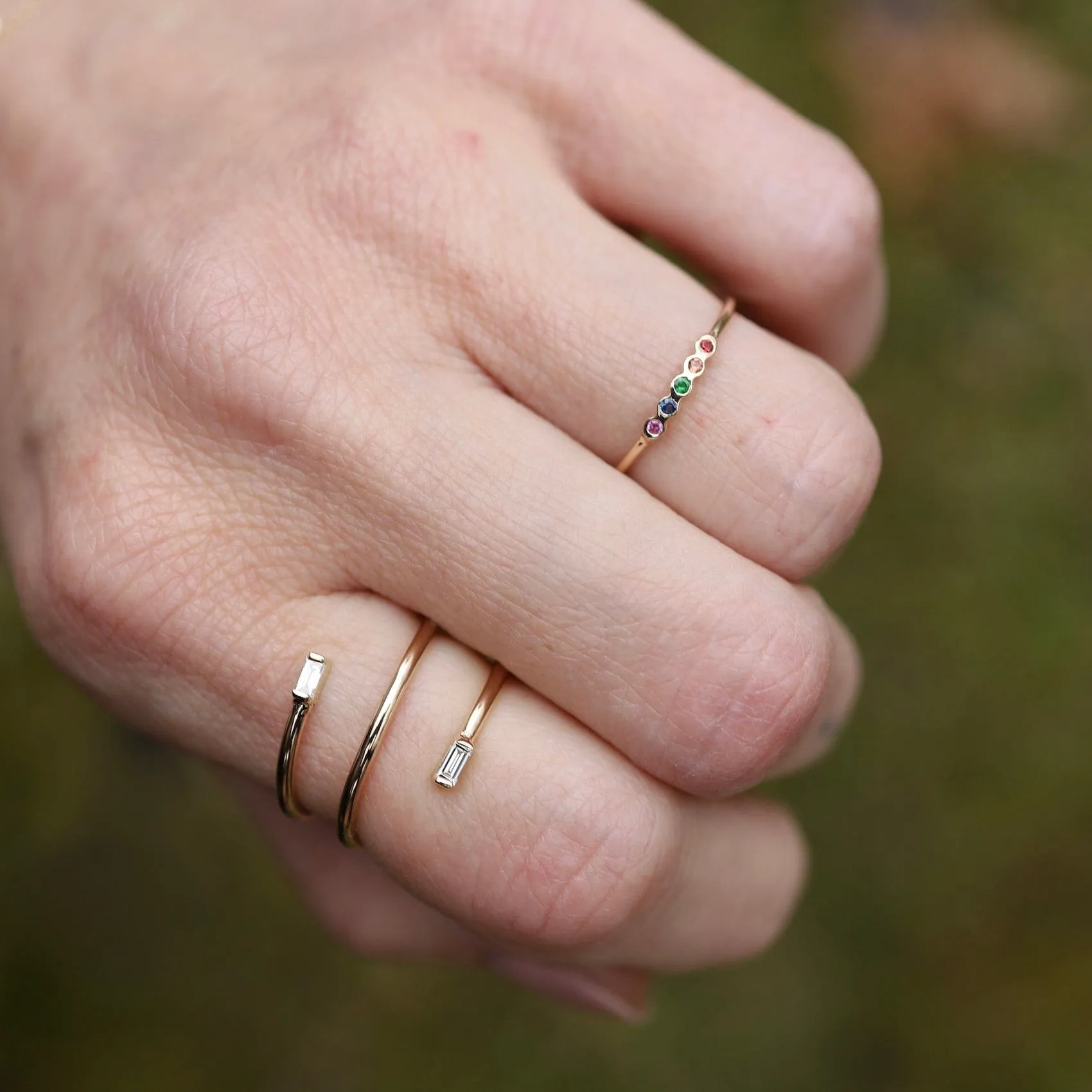 14k Gold Wrap Around Ring with Baguette Diamonds