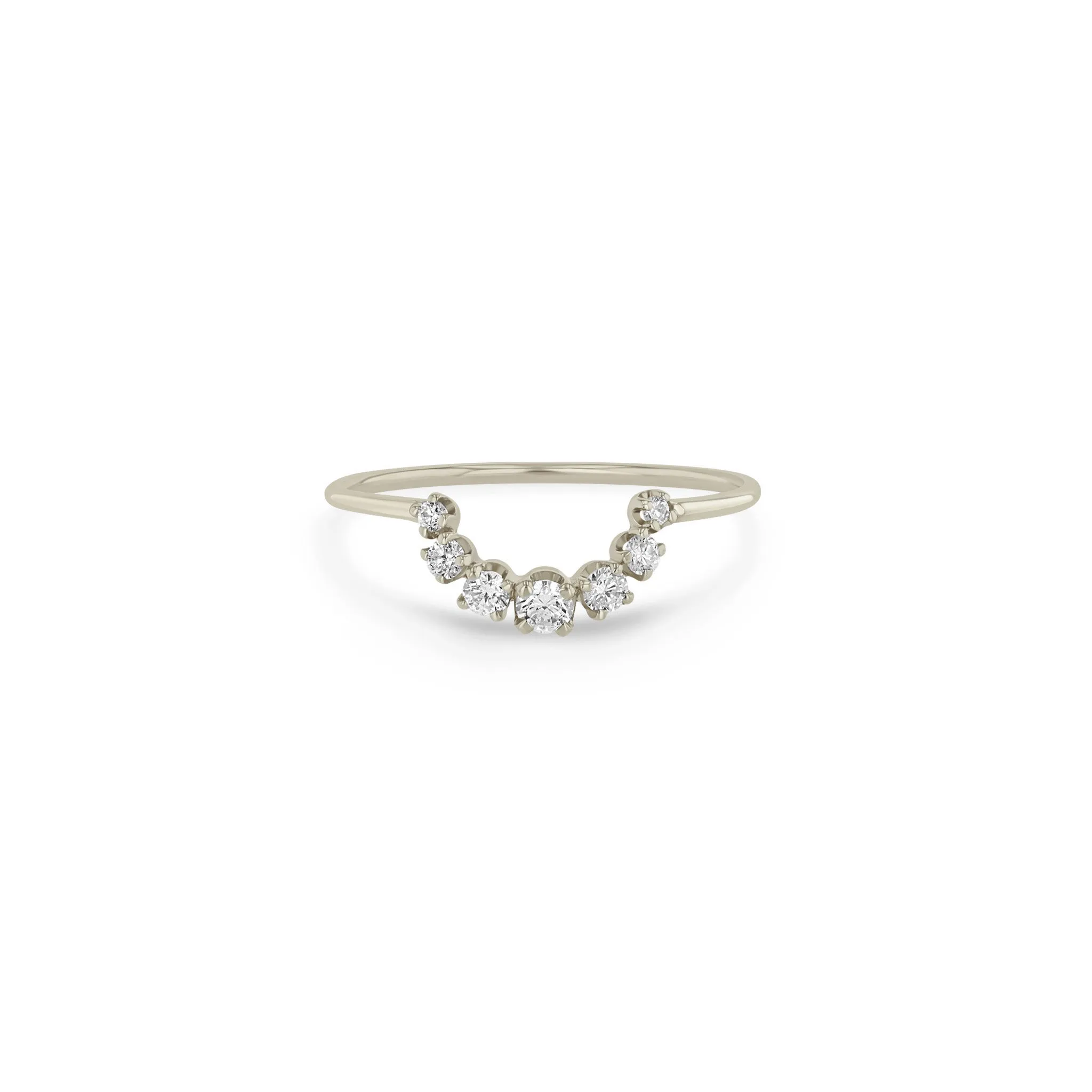 14k Graduated Prong Diamond Arch Ring