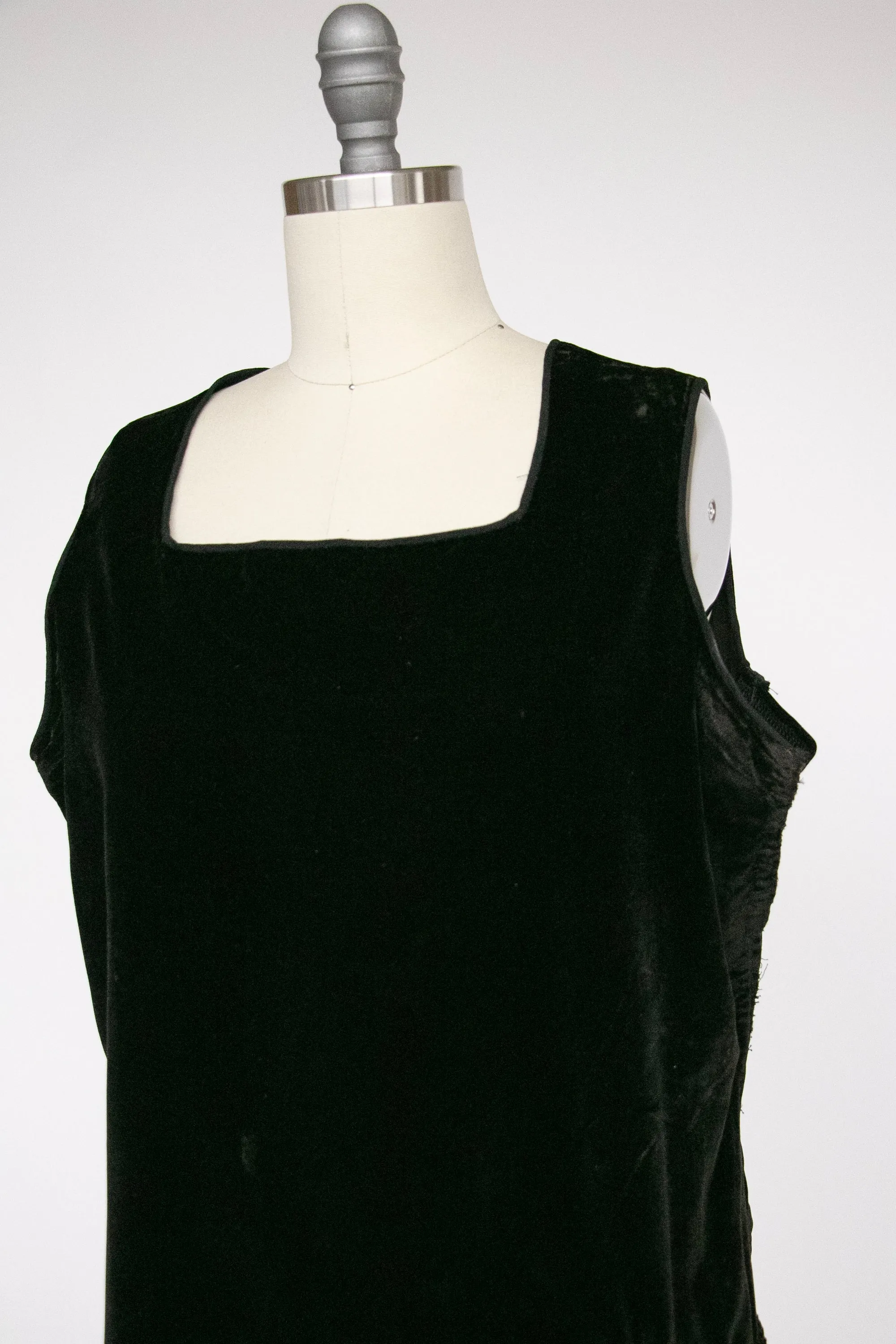 1920s Dress Black Velvet Asymetric Deco S