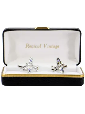 1940s Style RAF Spitfire Silver Cufflinks