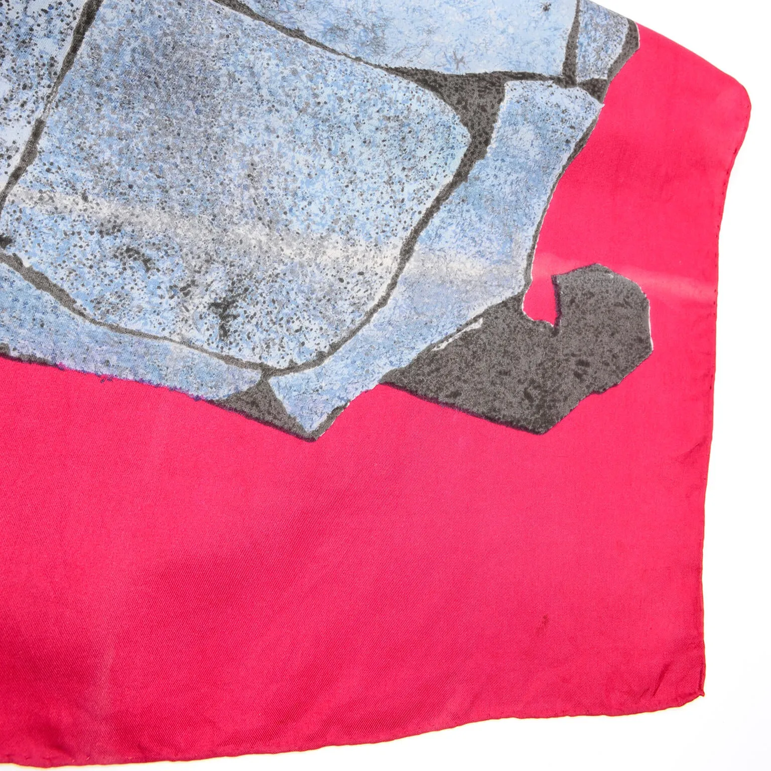 1950s Lanvin Costillo Red & Blue Silk Turtle Scarf