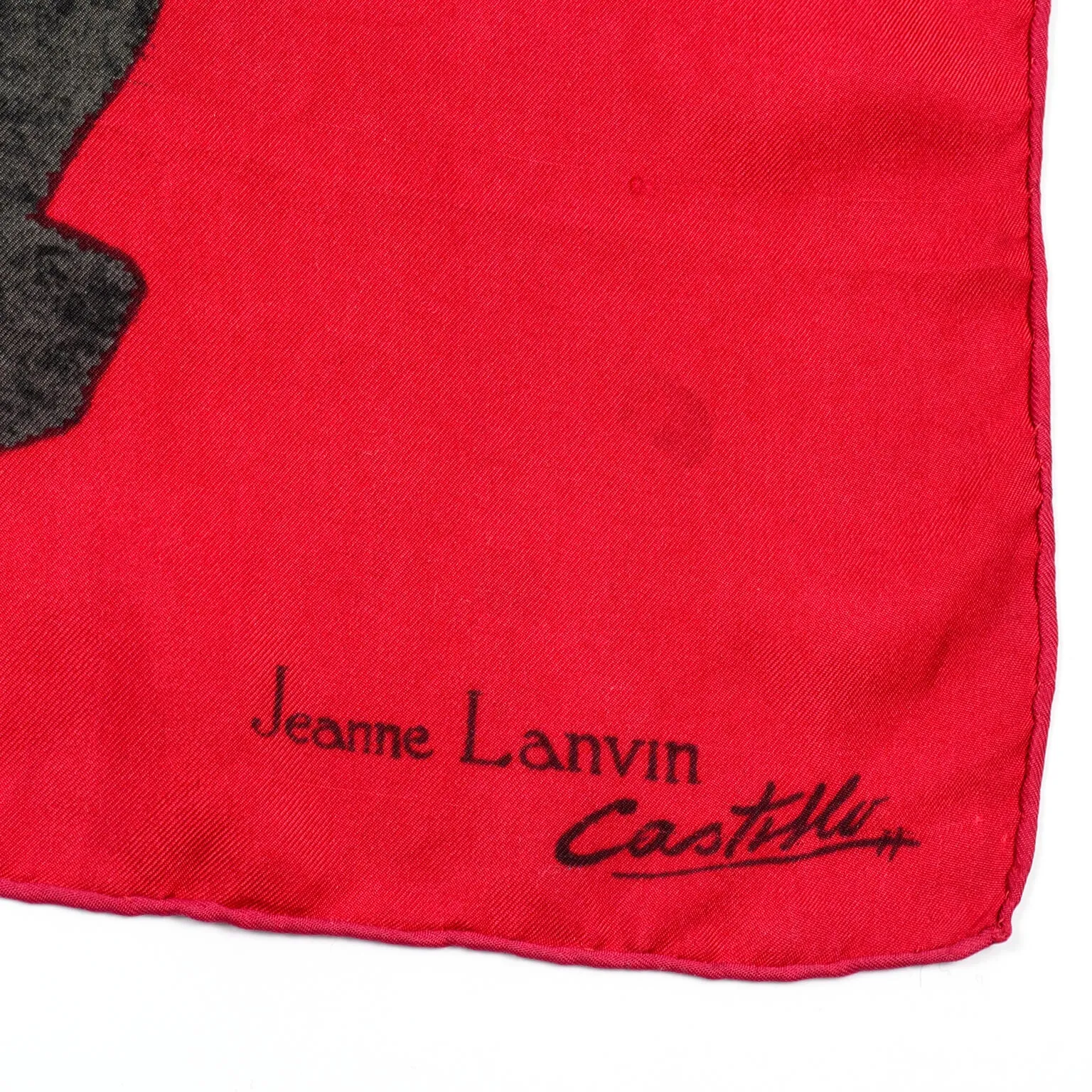 1950s Lanvin Costillo Red & Blue Silk Turtle Scarf