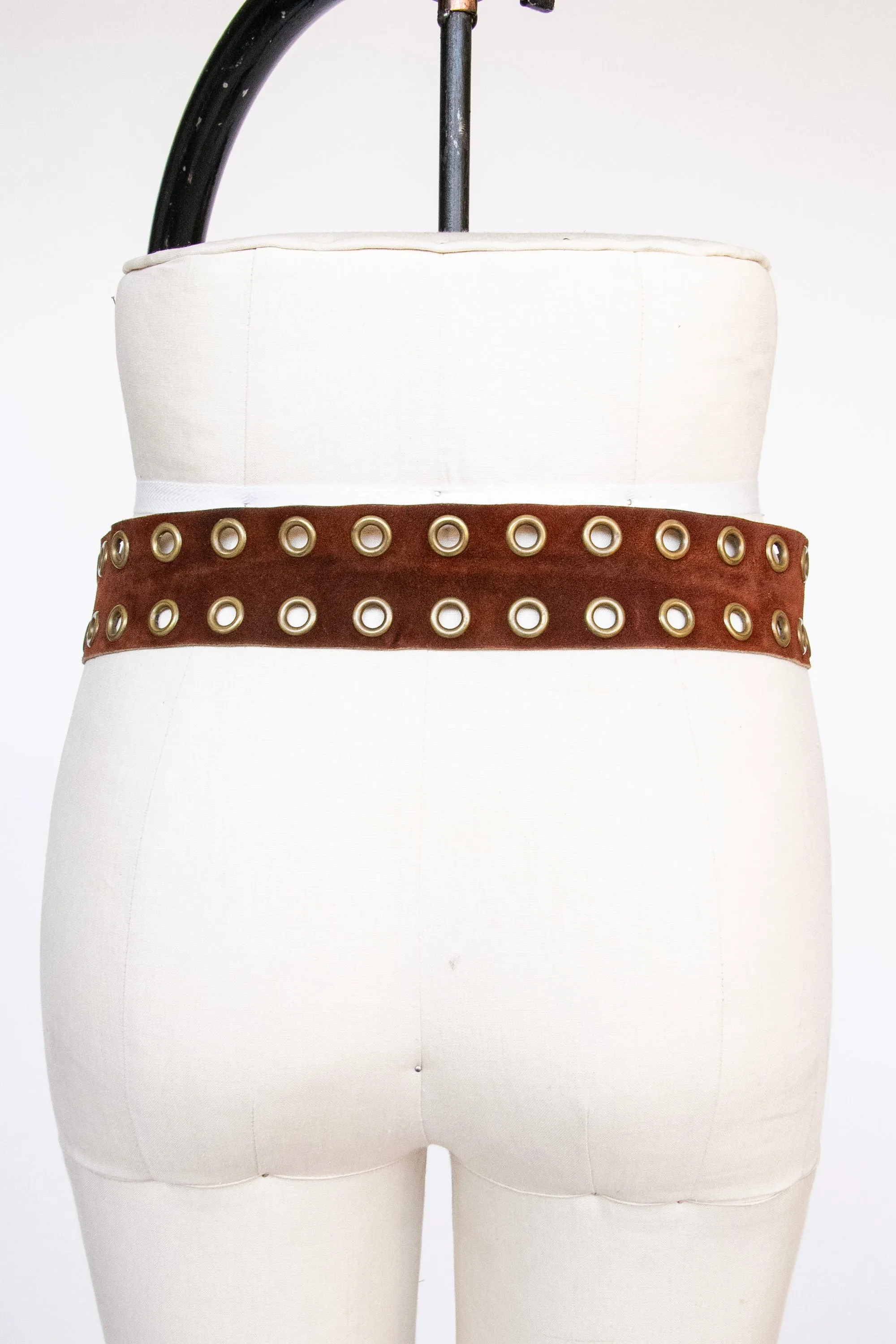 1970s Suede Belt Boho Grommets Cinch Waist