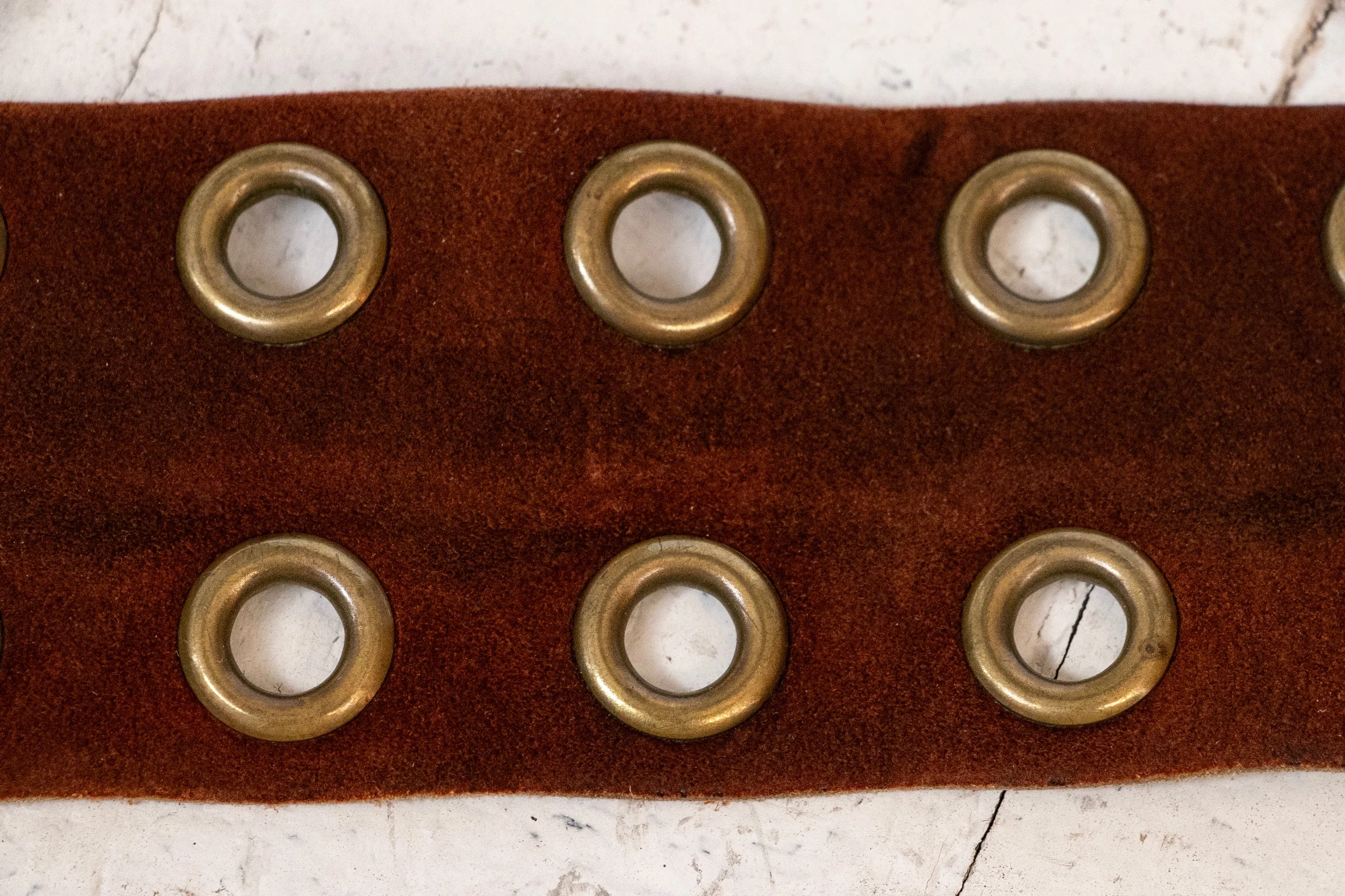 1970s Suede Belt Boho Grommets Cinch Waist