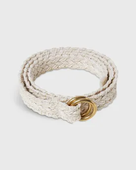 1" Woven Double O-Ring Belt in Bone Cotton