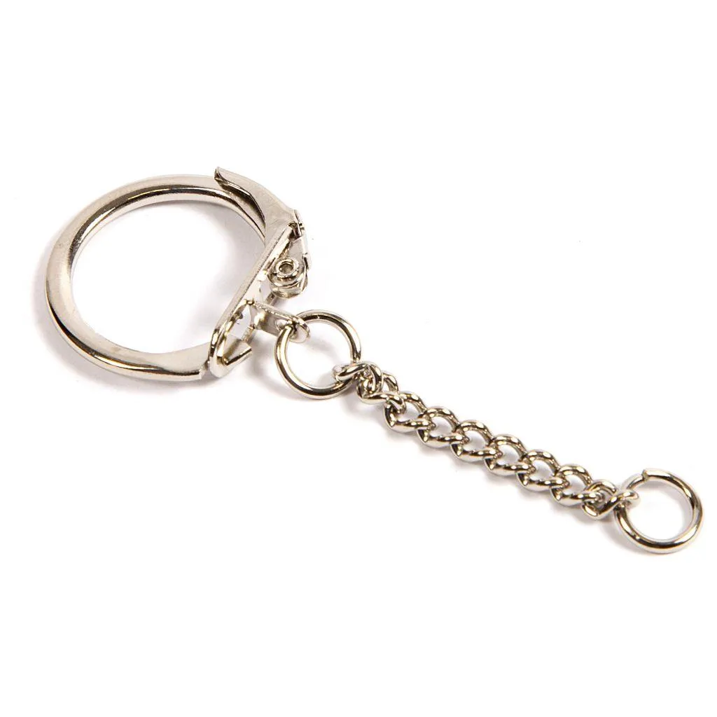 23mm Lever Side Nickel Plated Keychain with Long Keychain - Pack of 50