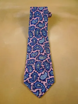 24/0097 immaculate turnbull & asser pink blue paisley pattern 100% silk tie