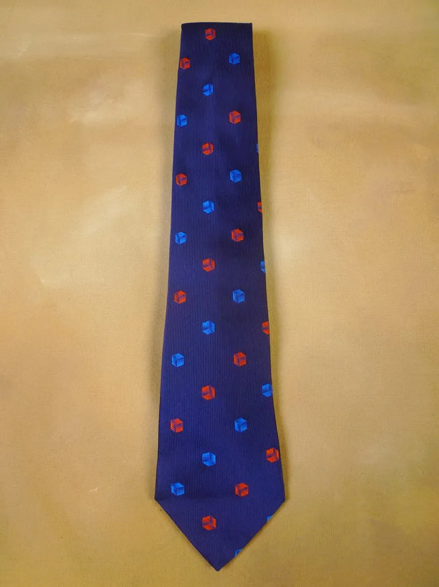 24/0284 new & unworn turnbull & asser Jermyn St. blue orange cube pattern 100% silk tie