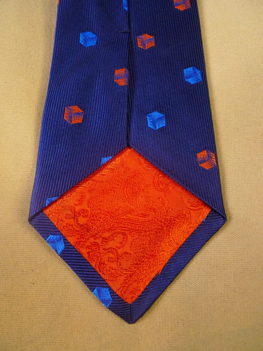 24/0284 new & unworn turnbull & asser Jermyn St. blue orange cube pattern 100% silk tie