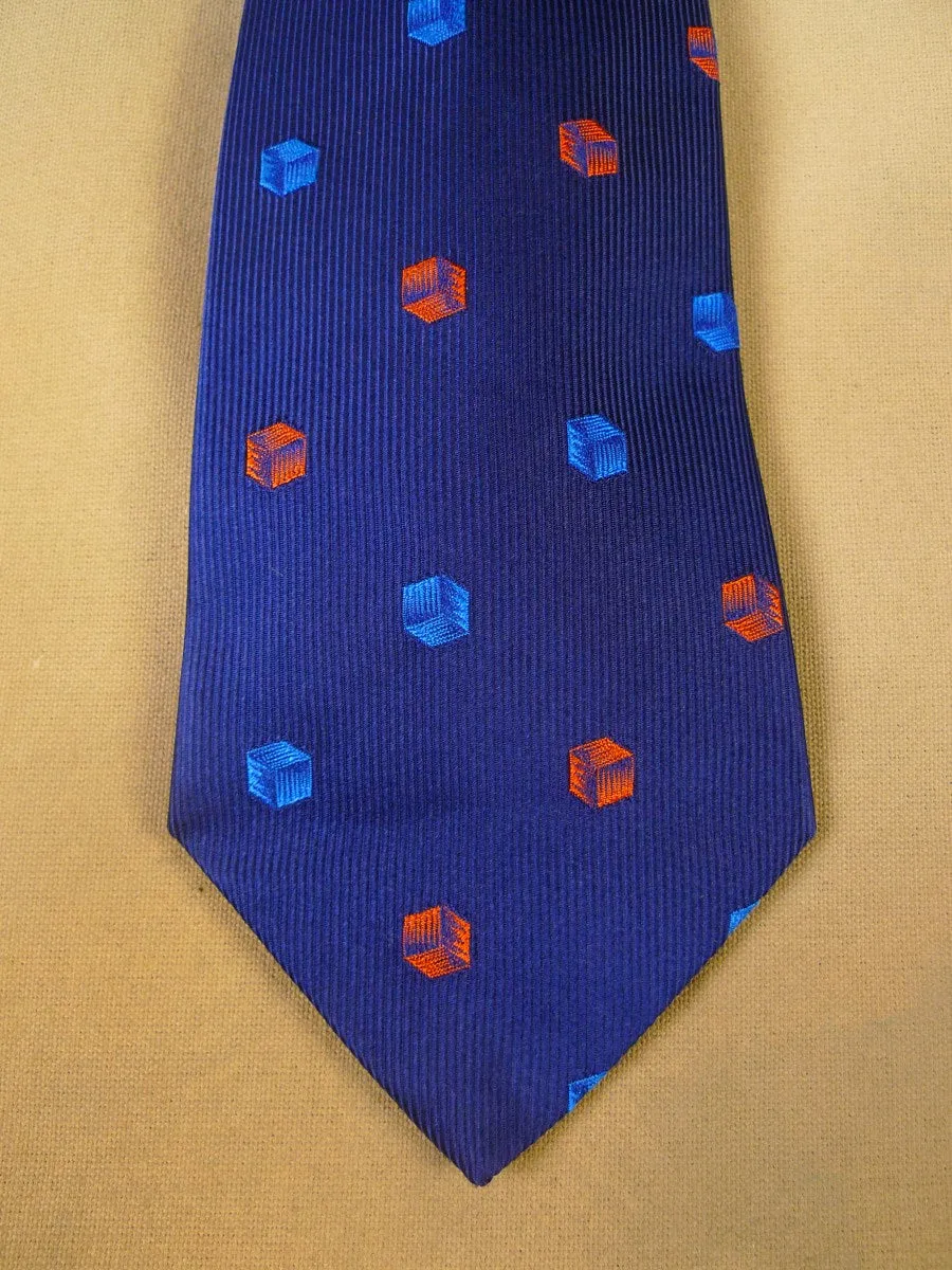 24/0284 new & unworn turnbull & asser Jermyn St. blue orange cube pattern 100% silk tie