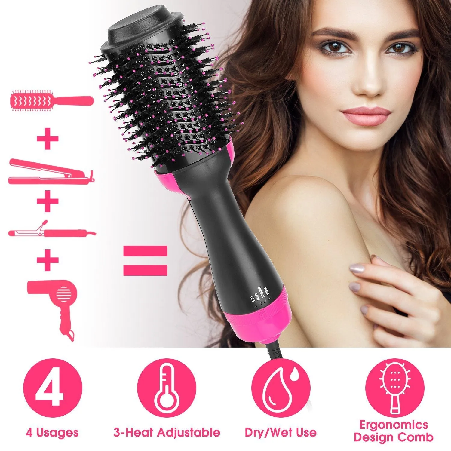 4-in-1 Hair Dryer Volumizer Brush