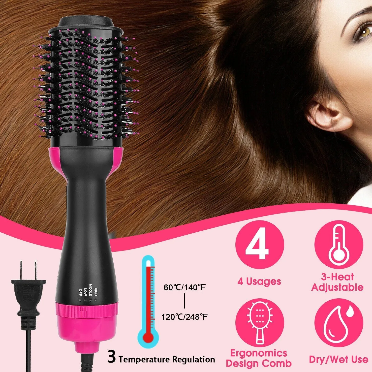 4-in-1 Hair Dryer Volumizer Brush