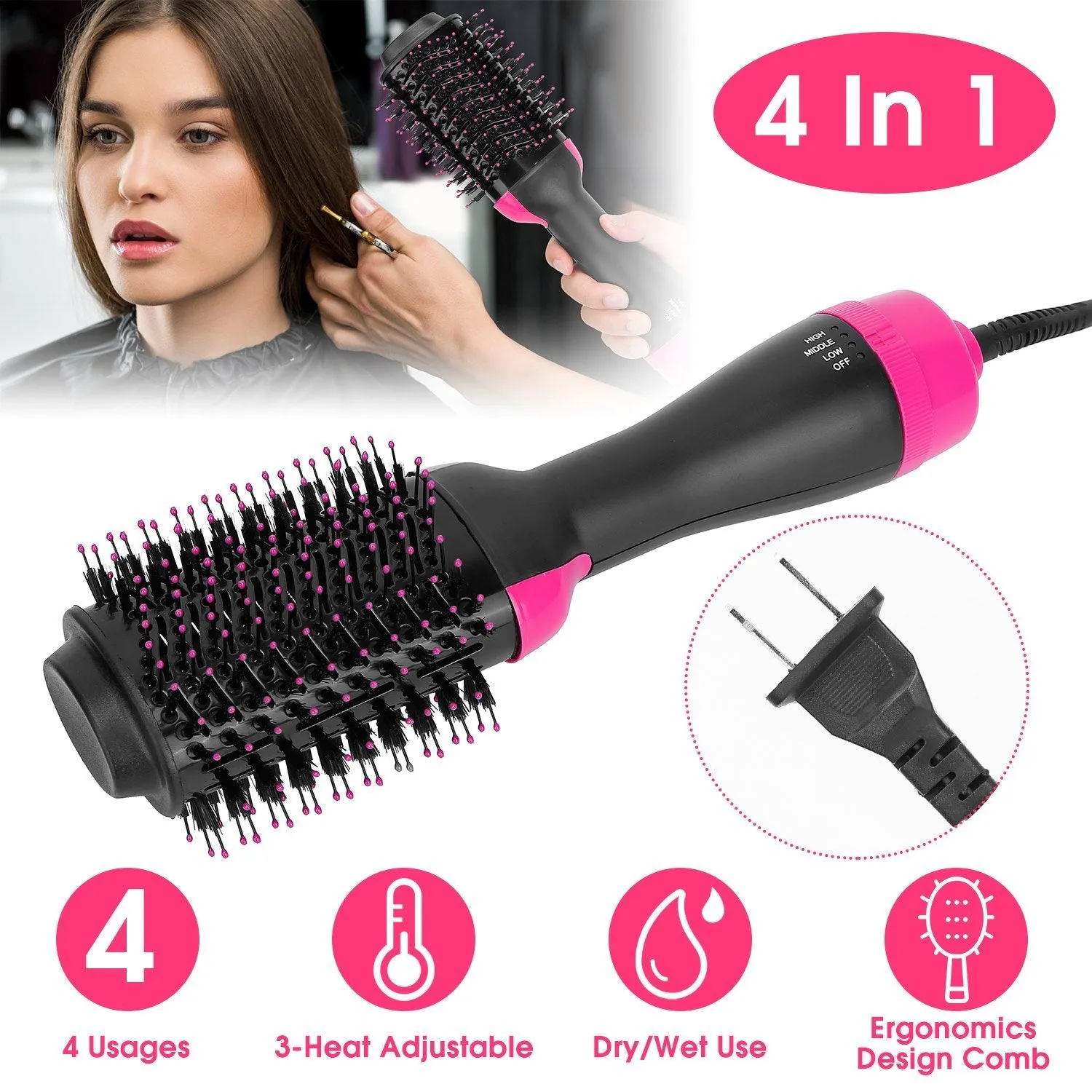 4-in-1 Hair Dryer Volumizer Brush