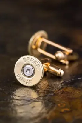 50 AE Brass Bullet Cufflinks, Desert Eagle, Brass