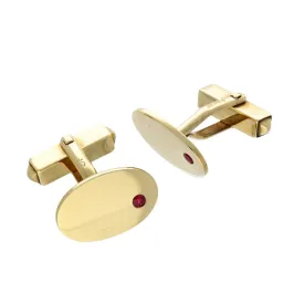 9ct Yellow Gold Ruby Set Oval Cufflinks