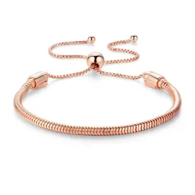 Adjustable Snake Chain Rose Gold over Bead Charm Bracelet