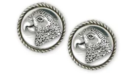 African Grey Jewelry Sterling Silver Handmade African Grey Cufflinks  AFG3X-DCL