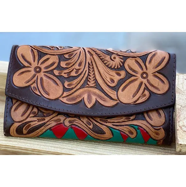 American Darling Floral Tooled & Painted Wallet