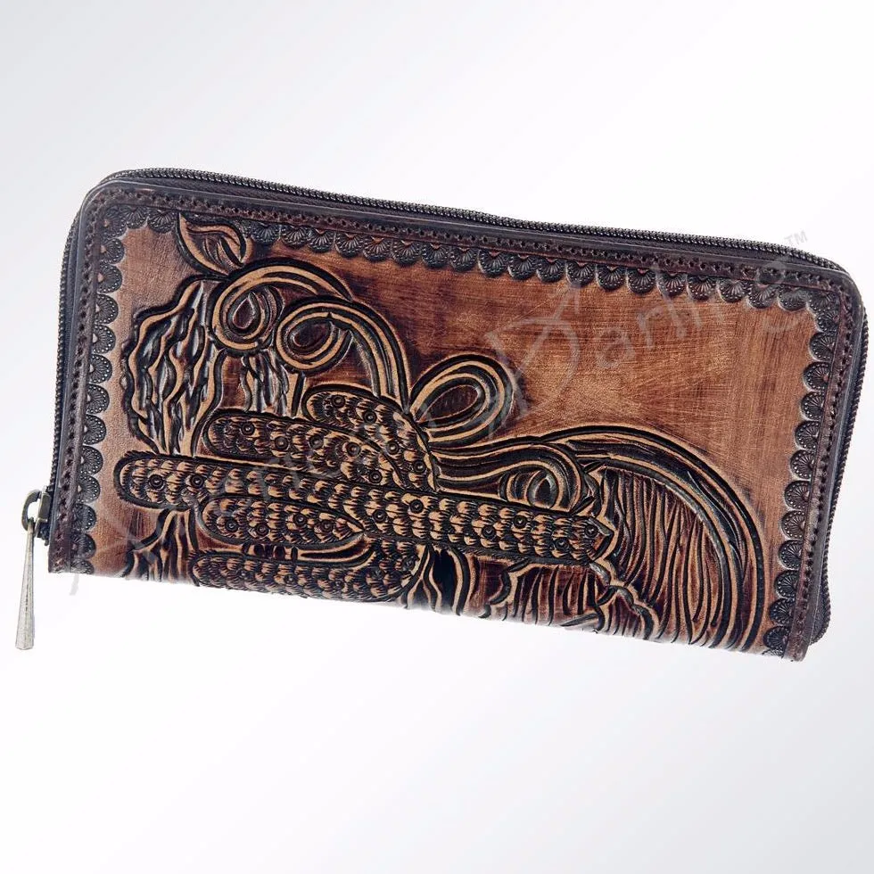 American Darling Tooled Cactus Wallet