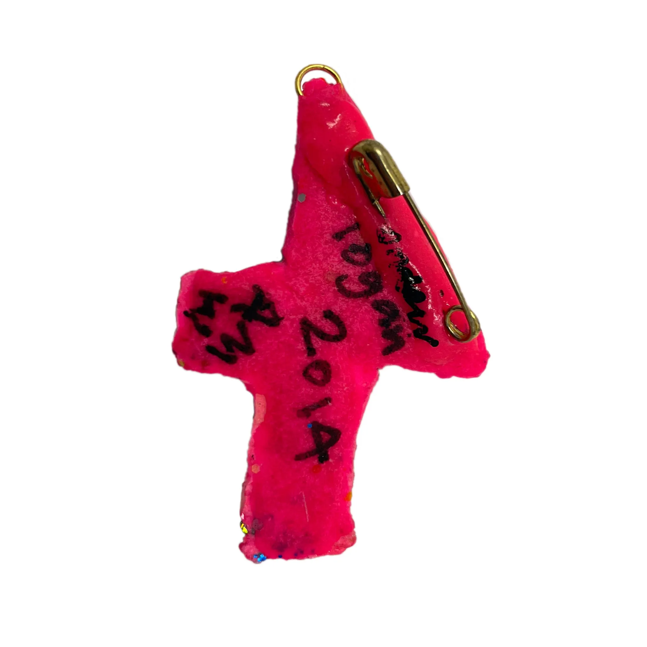 AMW NEON NUMBERS NEON PINK & PURPLE BROOCH / PENDANT, 2014