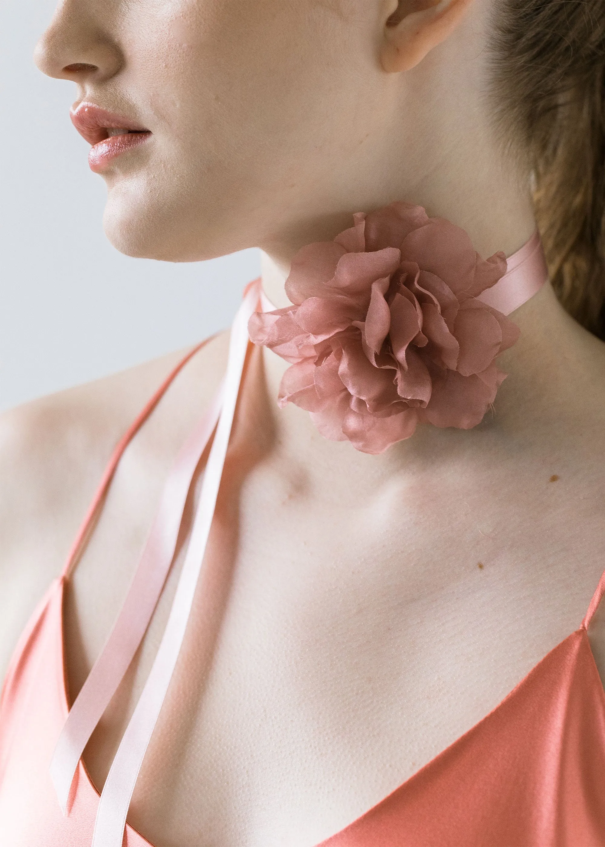 Anelise Ribbon Tie -- Dusty Rose