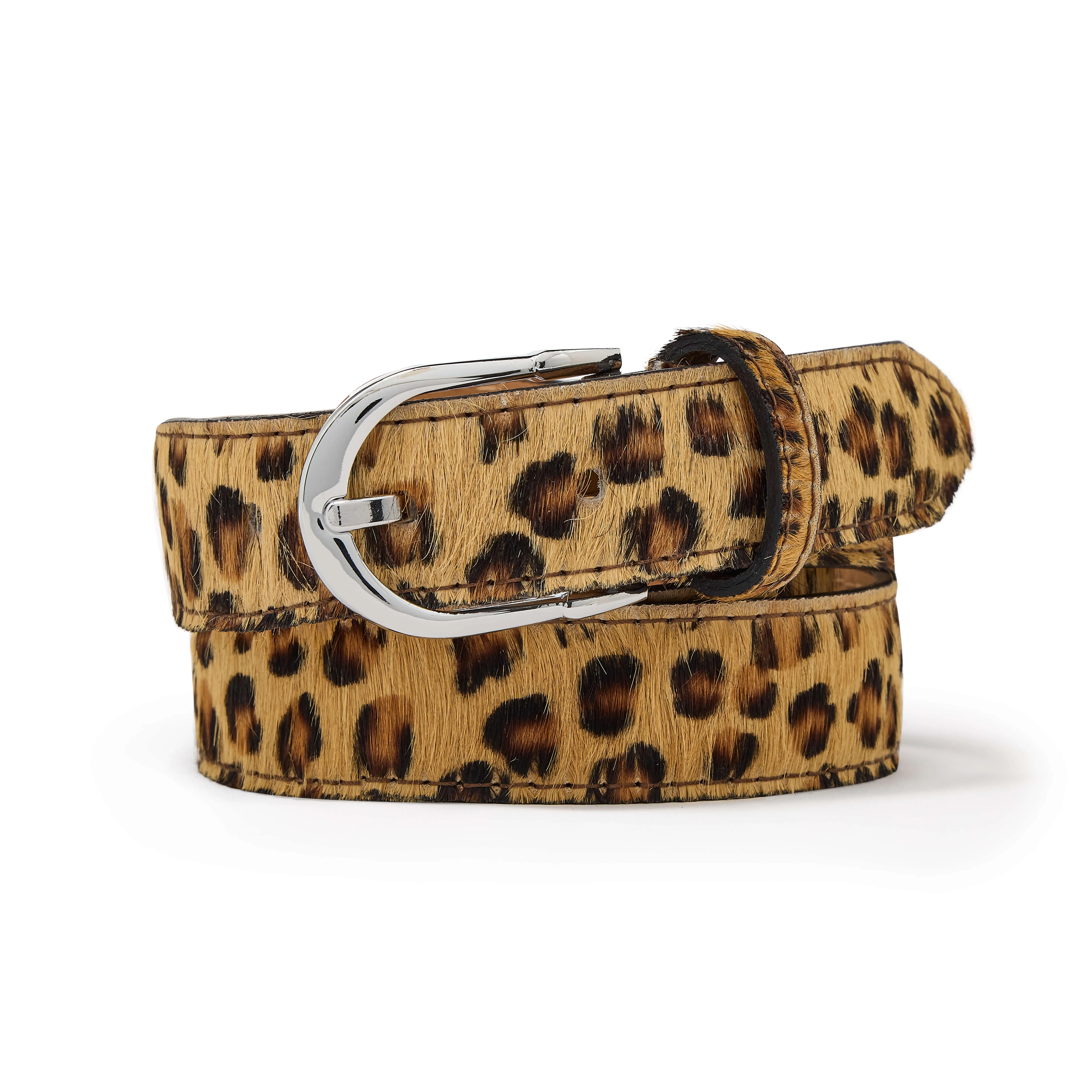 Animal Print Leather Belt - Leopard