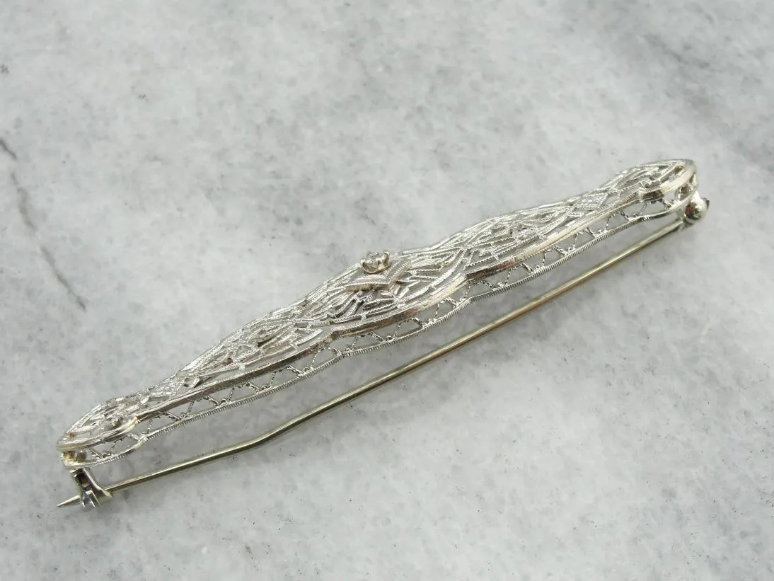 Antique Edwardian, Diamond Filigree Brooch