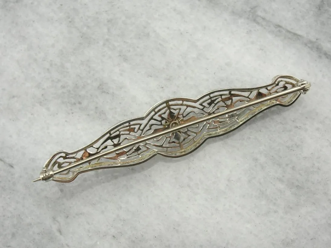 Antique Edwardian, Diamond Filigree Brooch