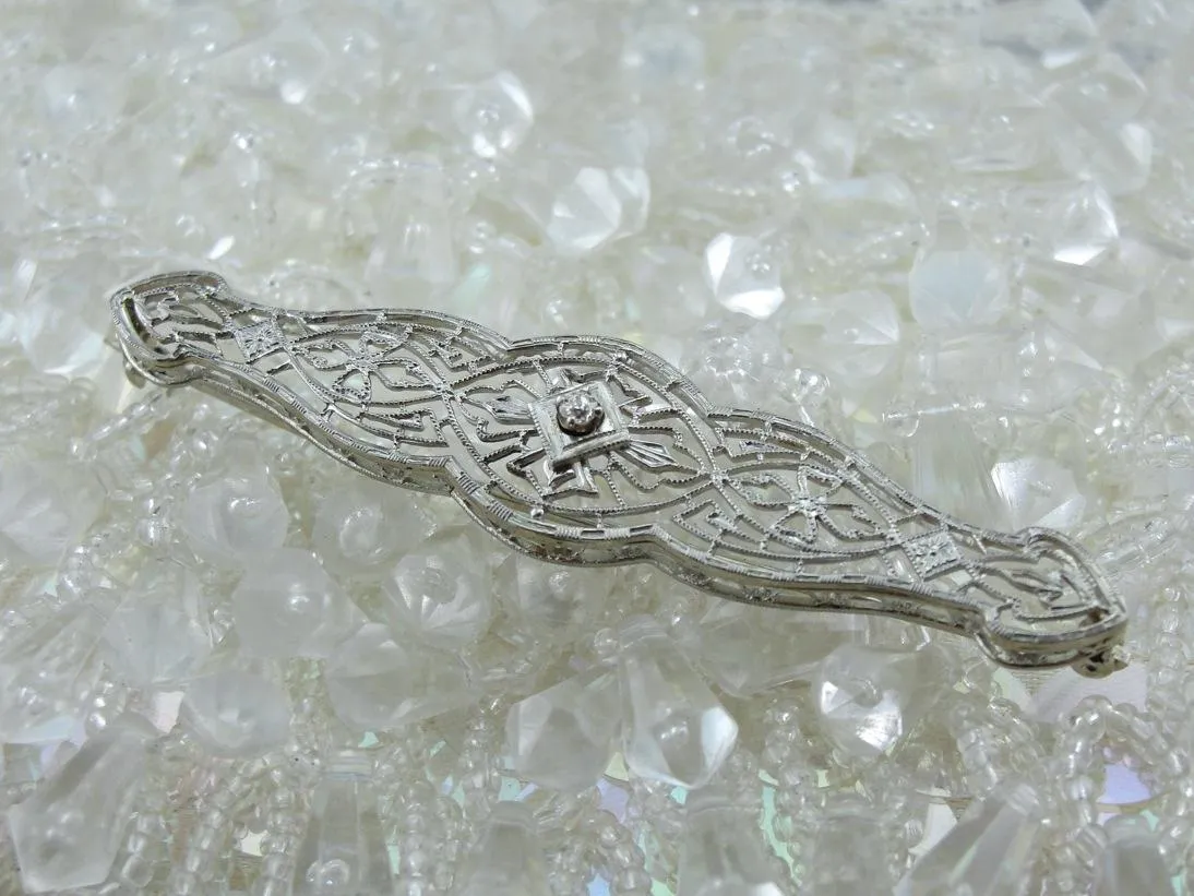 Antique Edwardian, Diamond Filigree Brooch