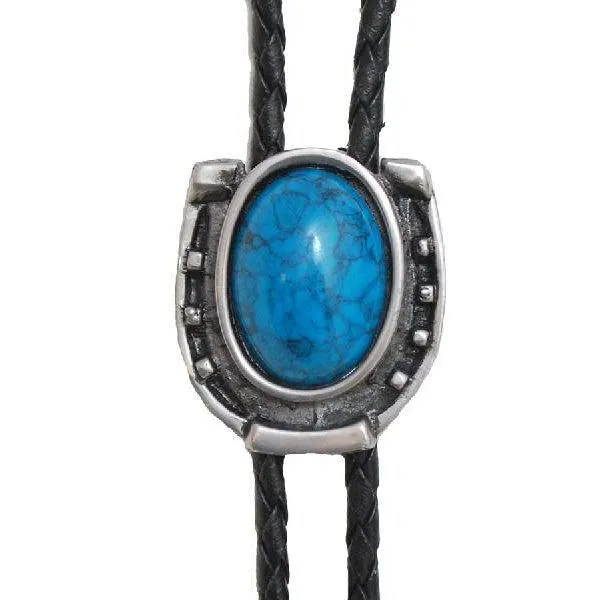 Antique Silver w/ Blue Stone Bolo Tie