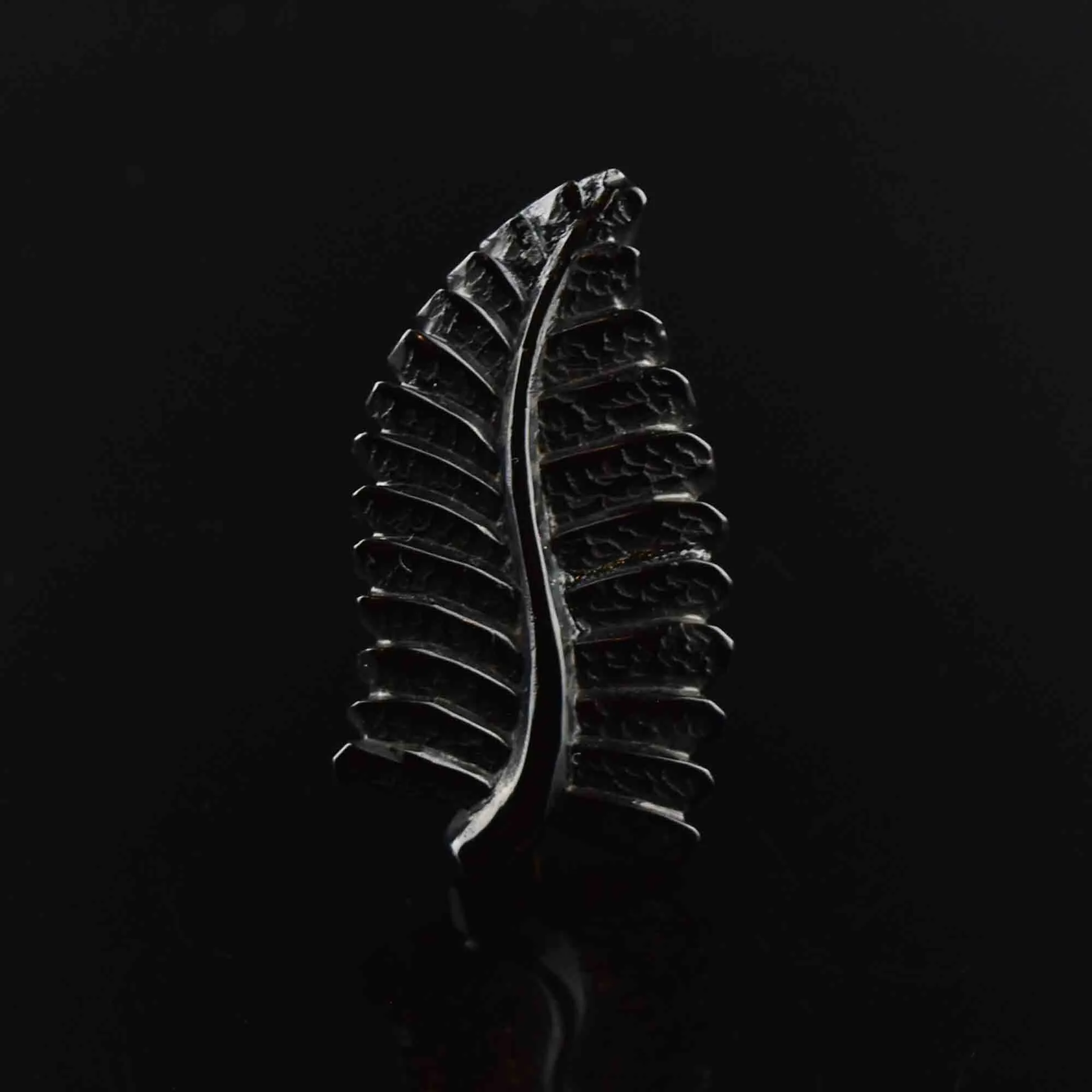 Antique Victorian Carved Whitby Jet Fern Leaf Brooch