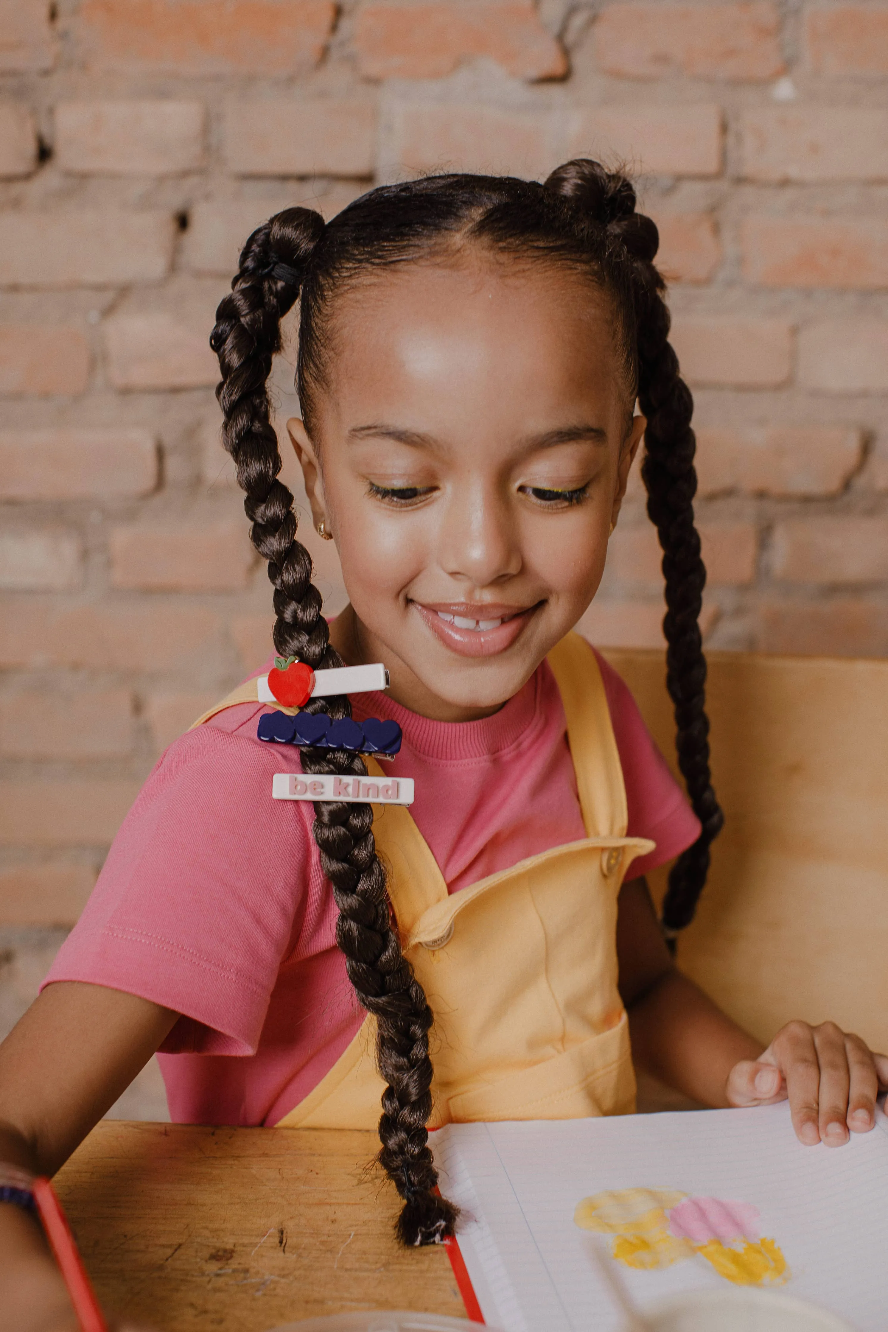 Apple Be Kind Hearts Navy Hair Clips