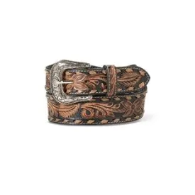 Ariat Men's Floral Hand Tooled Floral Scrolled Leather Belt