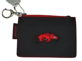 Arkansas Razorbacks Alan Stuart Black Leather Style Flat Zipper Wallet 4" x 5.5"