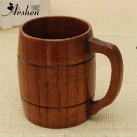 Arshen Big Promotion! Eco-friendly 350ml Classical Wooden Beer Tea Coffee Mug Water Bottle Heatproof Home Office Party Drinkware