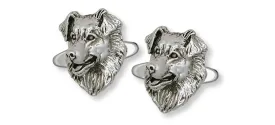 Australian Shepherd Cufflinks Jewelry Sterling Silver Handmade Dog Cufflinks AU10-CL