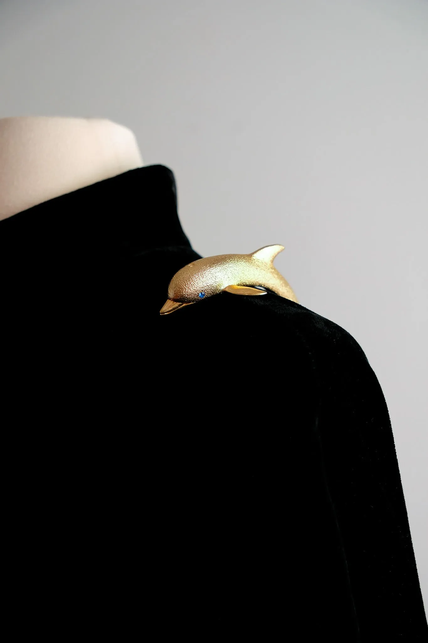 Avant Garde Gold Dolphin Shoulder Brooch