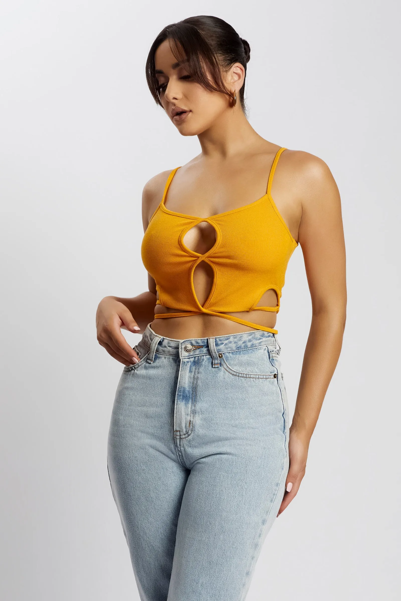 Ayesha Cut Out Singlet - Mango