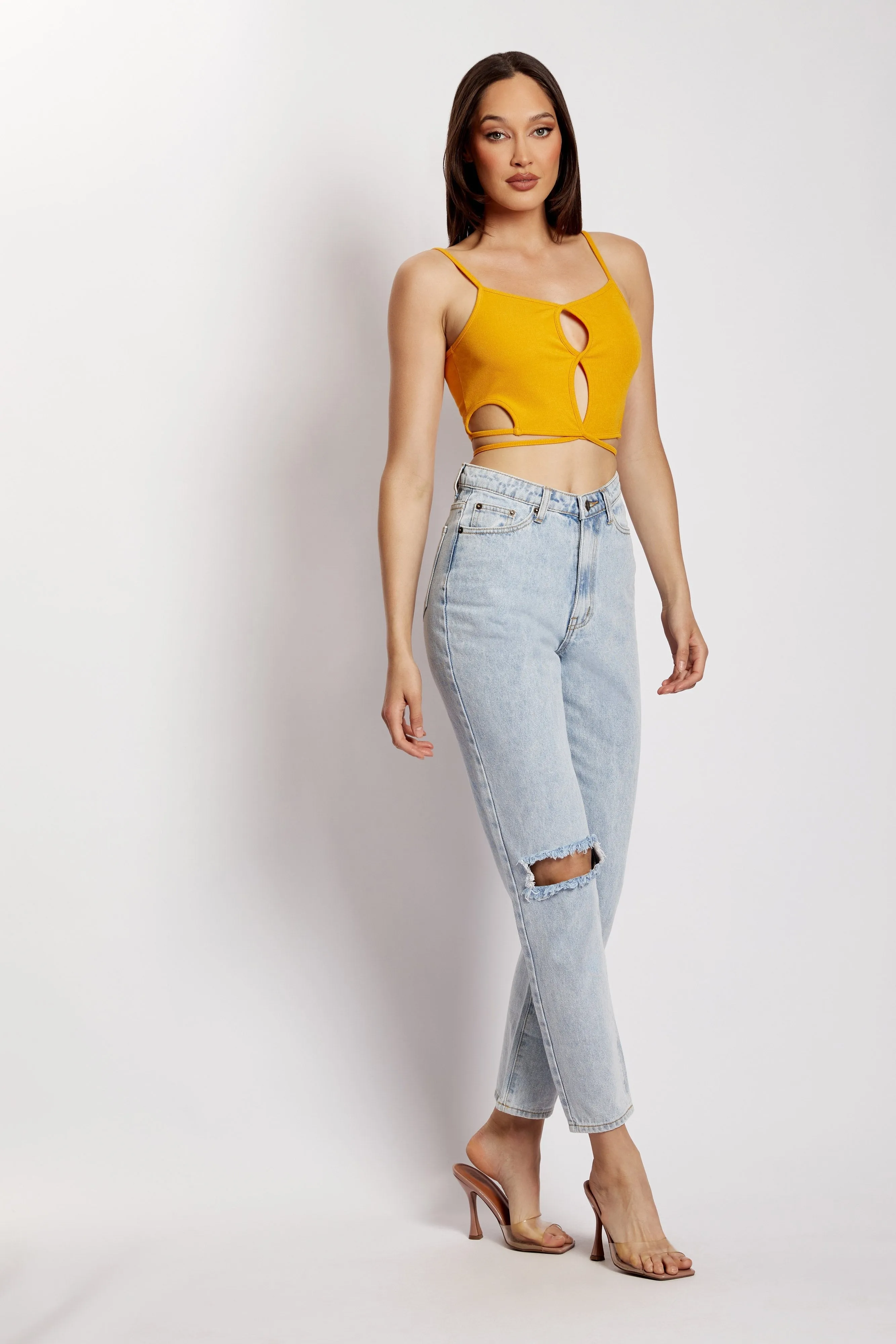 Ayesha Cut Out Singlet - Mango