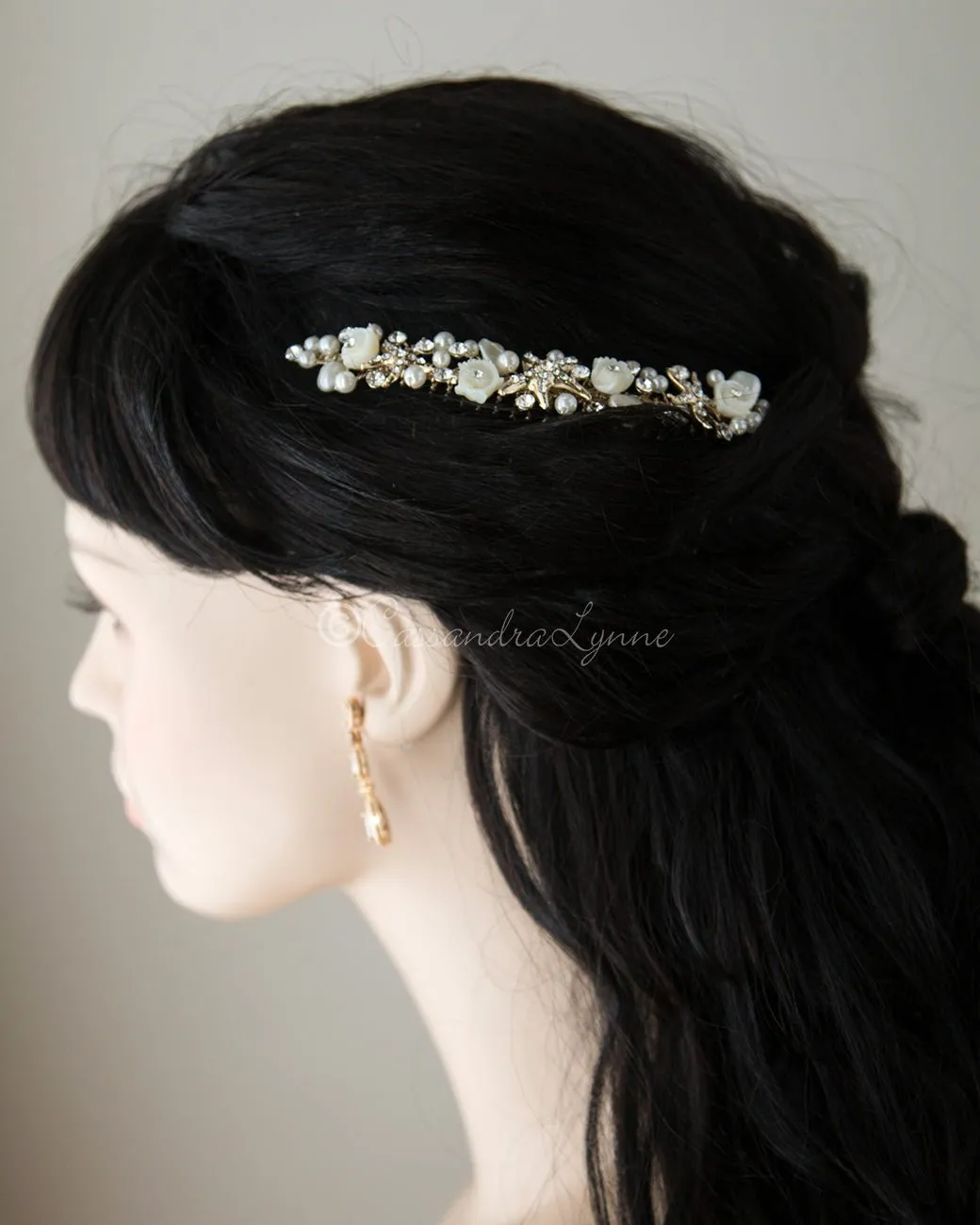 Beach Wedding Headpiece of Starfish and Shell Flowers