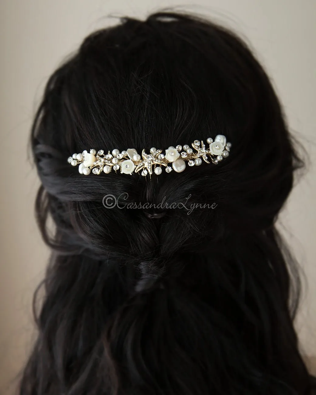 Beach Wedding Headpiece of Starfish and Shell Flowers