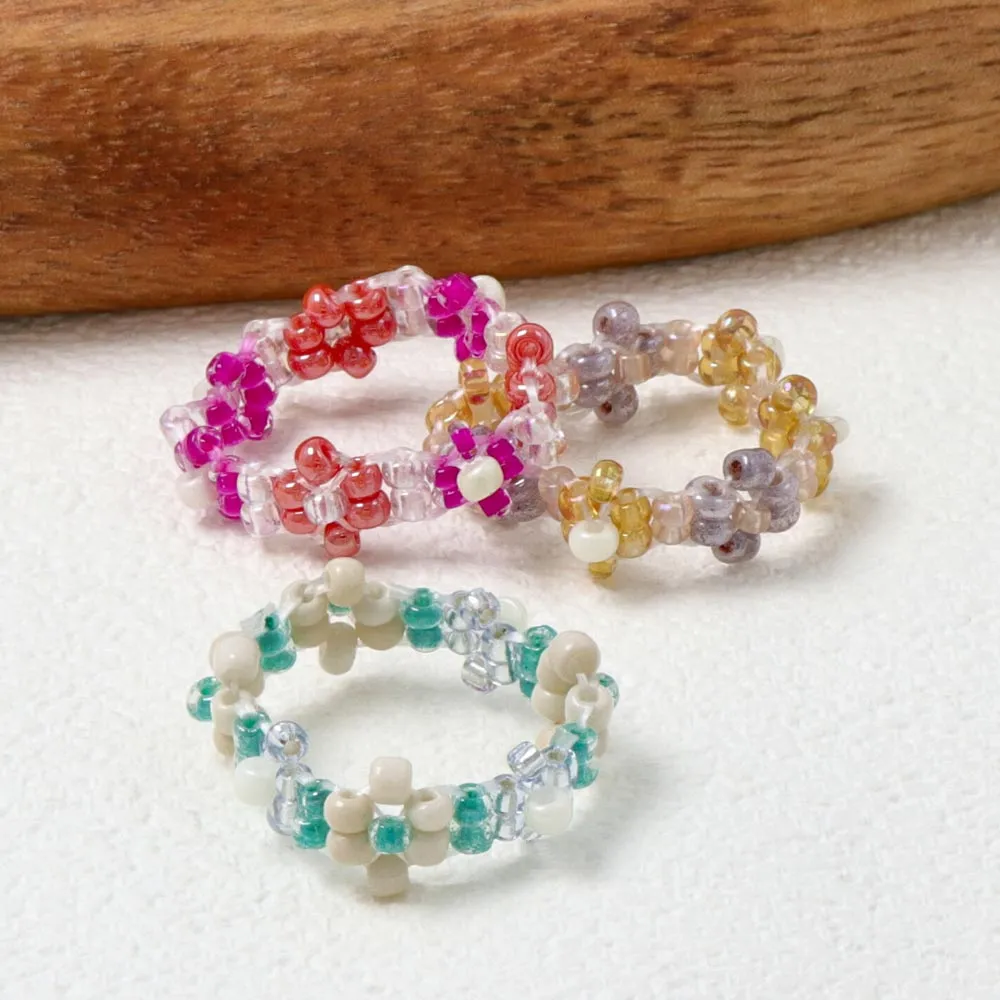 Beaded Flower Novelty Ring