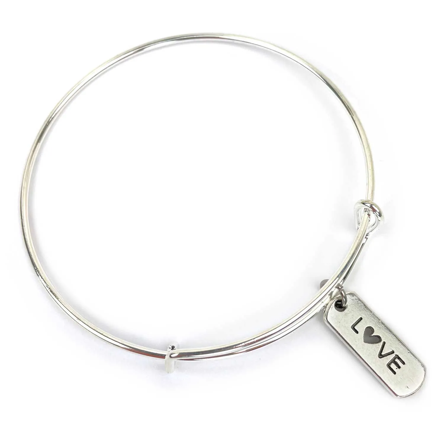 Beautiful, Believe, Blessed, Brave, Dream, Word Scripture Charm Bangle Bracelet - Christian Affirmations Jewelry, Silver