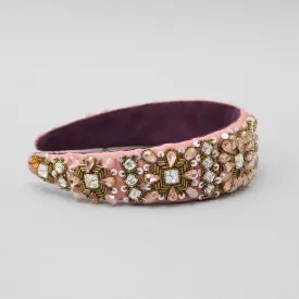 Beautiful Stones And Cut Dana Embellished Fancy Coral Pink Hair Band